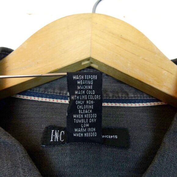 INC International Concepts Shirt Mens XXL Distress Black Western Saw Tooth Pearl - Picture 9 of 11